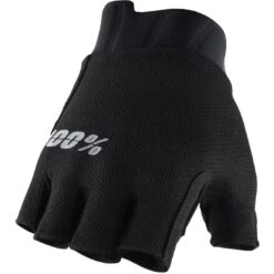 100% Exceeda Gel Short Finger Protective Gloves - Solid Black