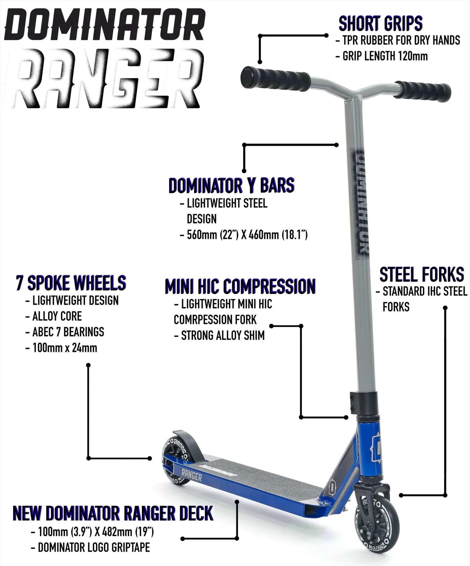 Dominator Ranger Stunt Scooter - Blue/Grey 10 Dominator Ranger Stunt Scooter - Blue/Grey - Image 8
