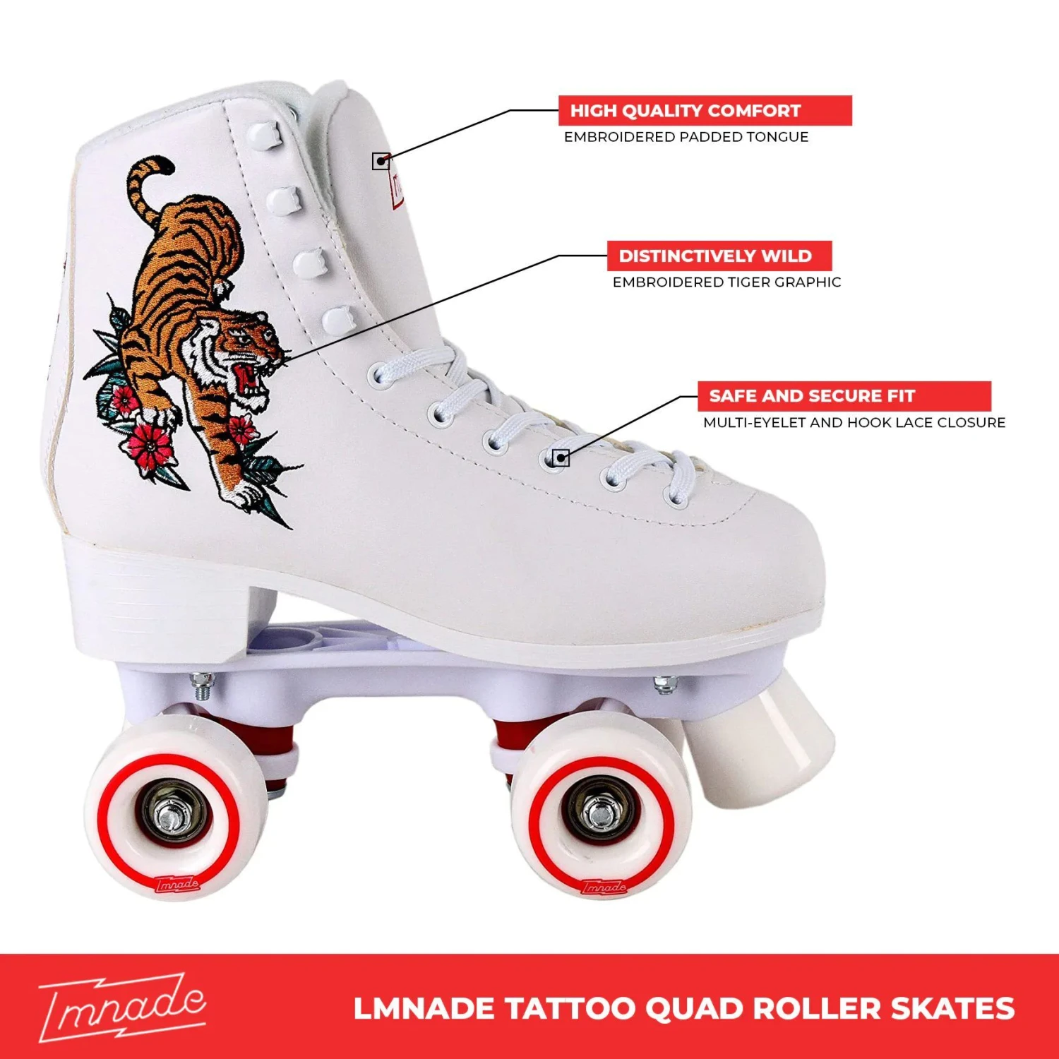 LMNADE Tattoo Quad Roller Skates - Tiger 4 LMNADE Tattoo Quad Roller Skates - Tiger - Image 2