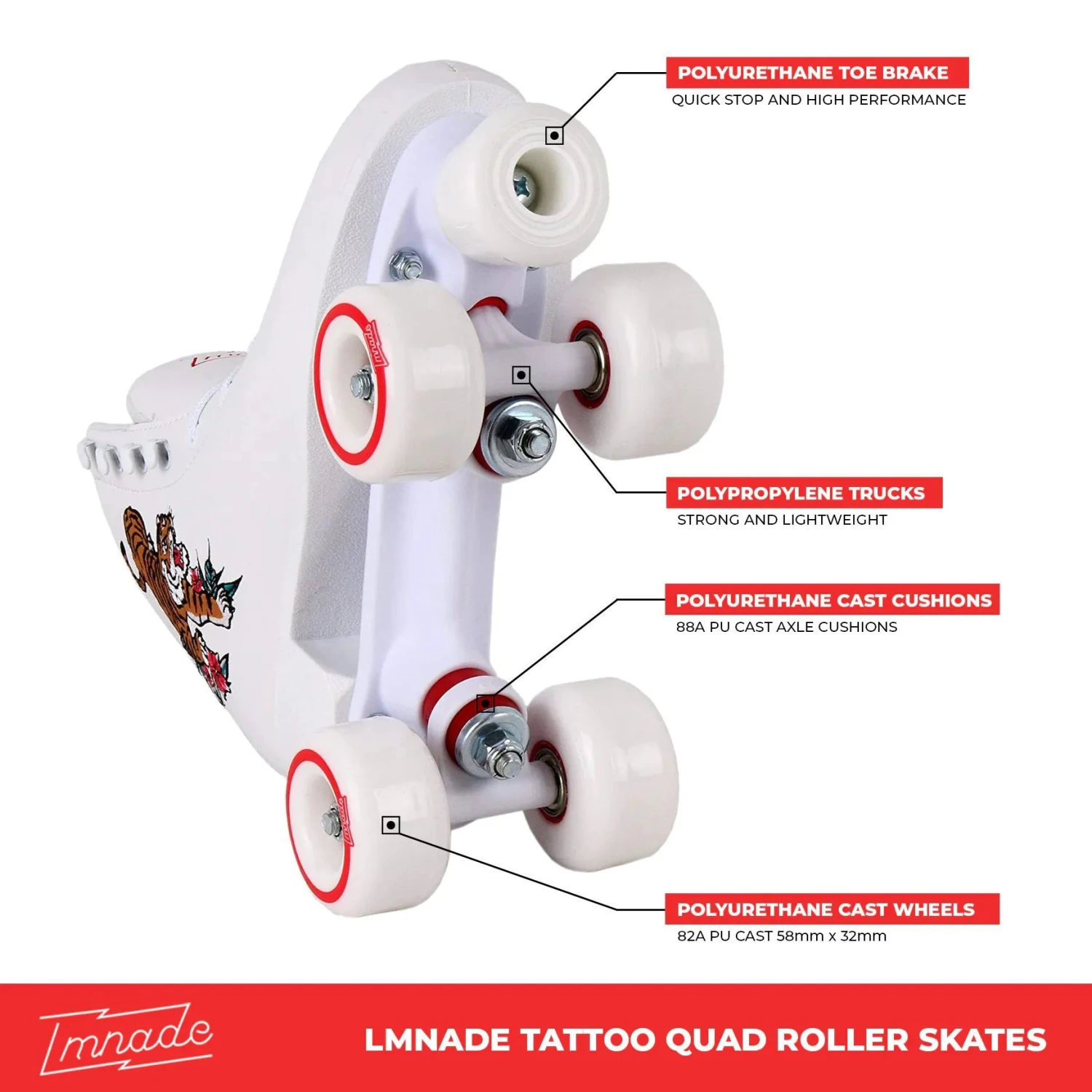 LMNADE Tattoo Quad Roller Skates - Tiger 5 LMNADE Tattoo Quad Roller Skates - Tiger - Image 3
