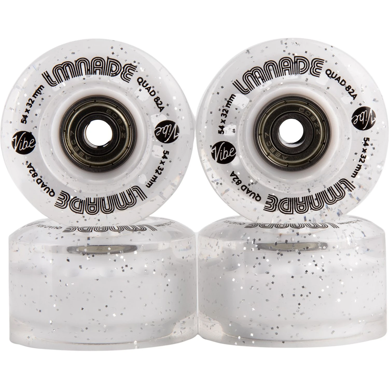 LMNADE Vibe Quad Roller Skate Wheels - Clear Translucent Glitter 54mm 3 LMNADE Vibe Quad Roller Skate Wheels - Clear Translucent Glitter 54mm