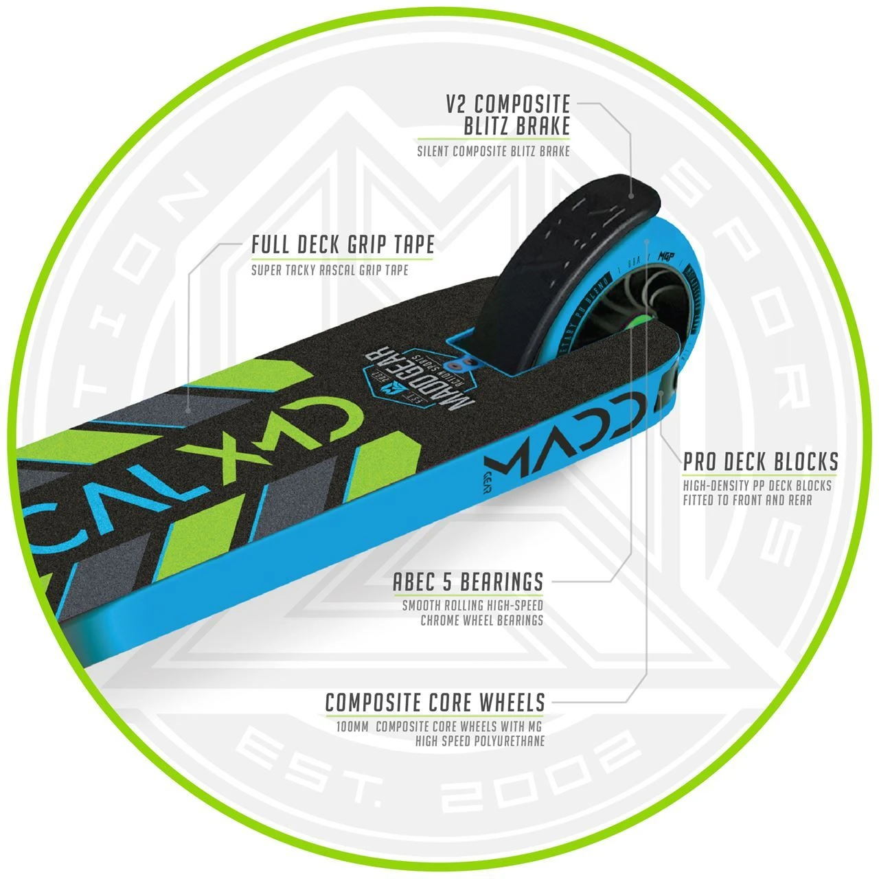 Madd Kick Mini Pro Rascal III Stunt Scooter - Teal/Pink 8 Madd Kick Mini Pro Rascal III Stunt Scooter - Teal/Pink - Image 6