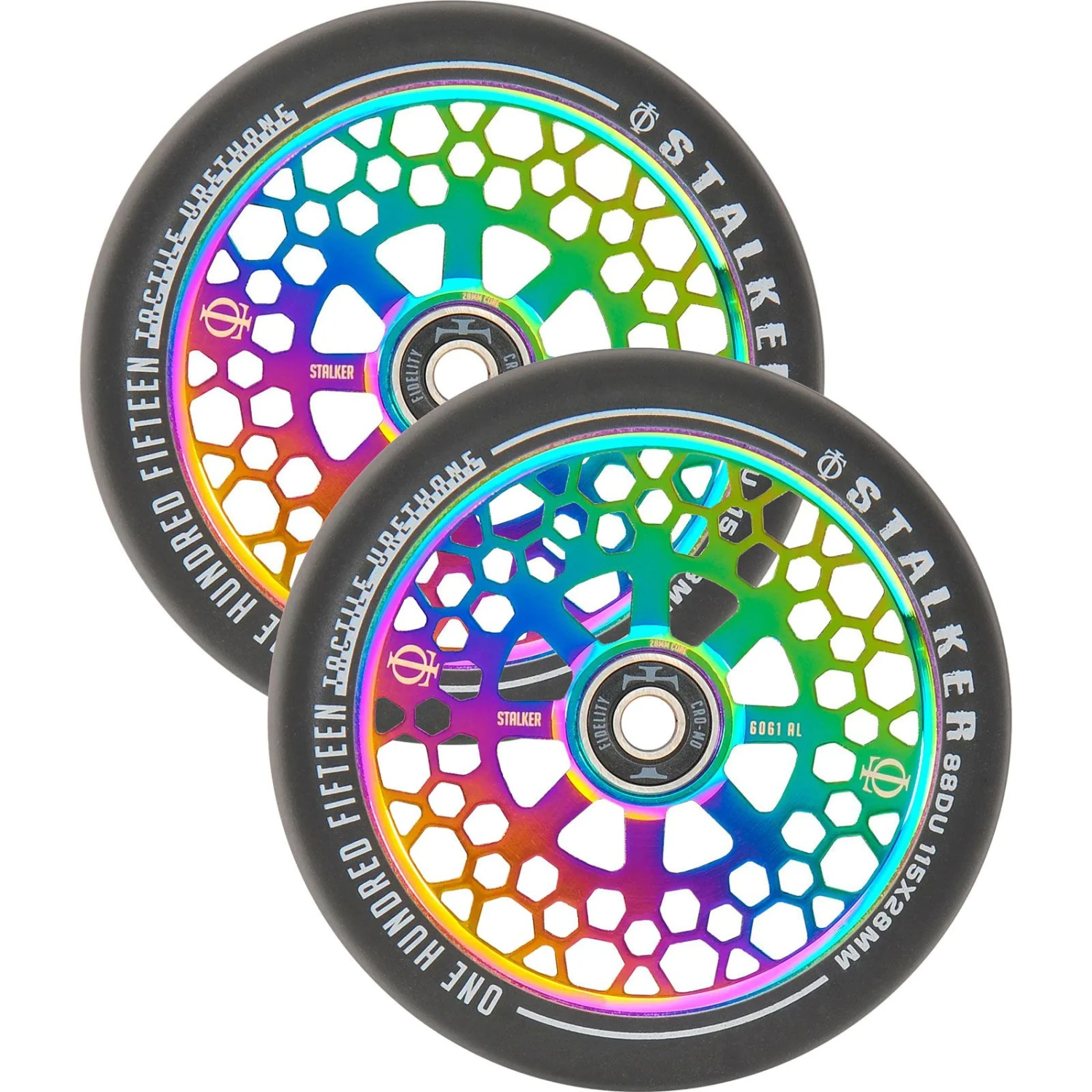 Oath Stalker Forged Alloy Core Scooter Wheels (Pair) 115mm - Neochrome 3 Oath Stalker Forged Alloy Core Scooter Wheels (Pair) 115mm - Neochrome