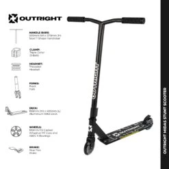 Outright Midas Stunt Scooter - Black -Online Sports Store OTR 2021 MID SCO BLK 7A 36c3