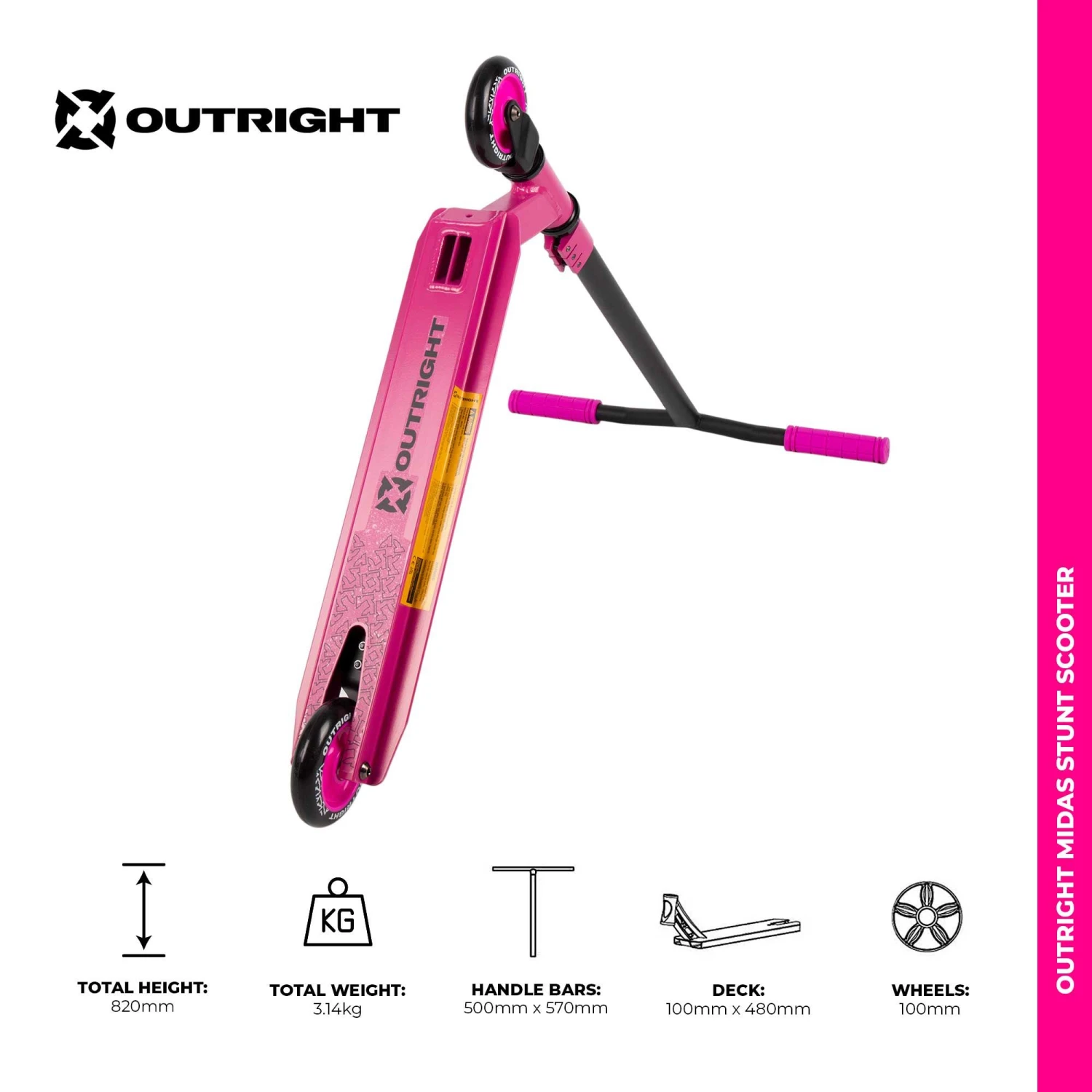 Outright Midas Stunt Scooter - Hot Pink 9 Outright Midas Stunt Scooter - Hot Pink - Image 7
