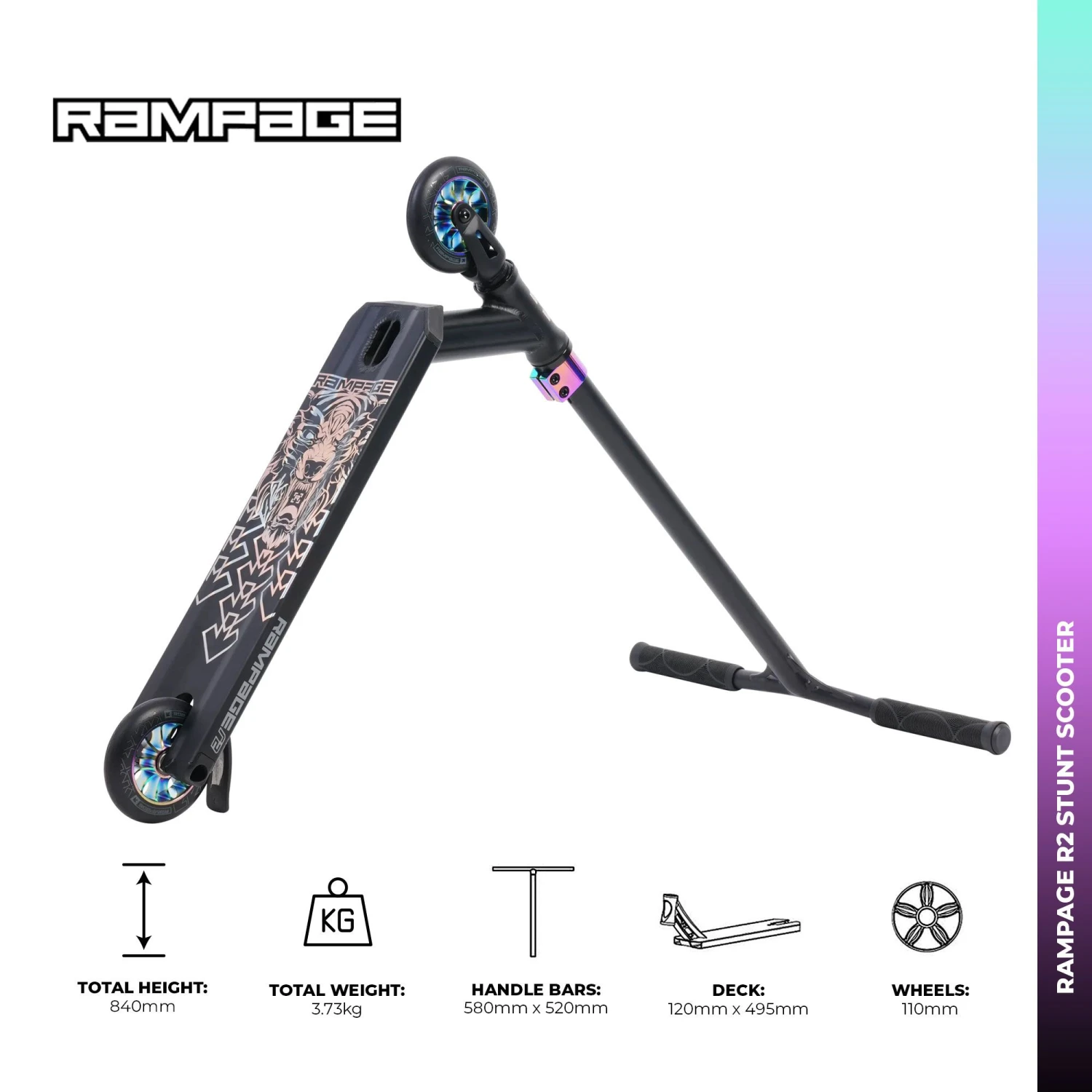 Rampage R2 Stunt Scooter - Black/Neochrome 8 Rampage R2 Stunt Scooter - Black/Neochrome - Image 6