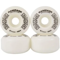 Rampage 99A Skateboard Wheels White/Black - 51 X 30mm