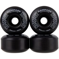 Rampage 99A 53mm Skateboard Wheels - Black/White