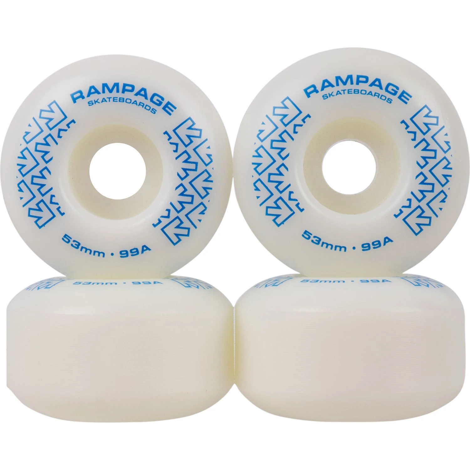 Rampage 99A 53mm Skateboard Wheels - White/Blue 3 Rampage 99A 53mm Skateboard Wheels - White/Blue