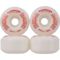 Rampage 99A 53mm Skateboard Wheels - White/Red