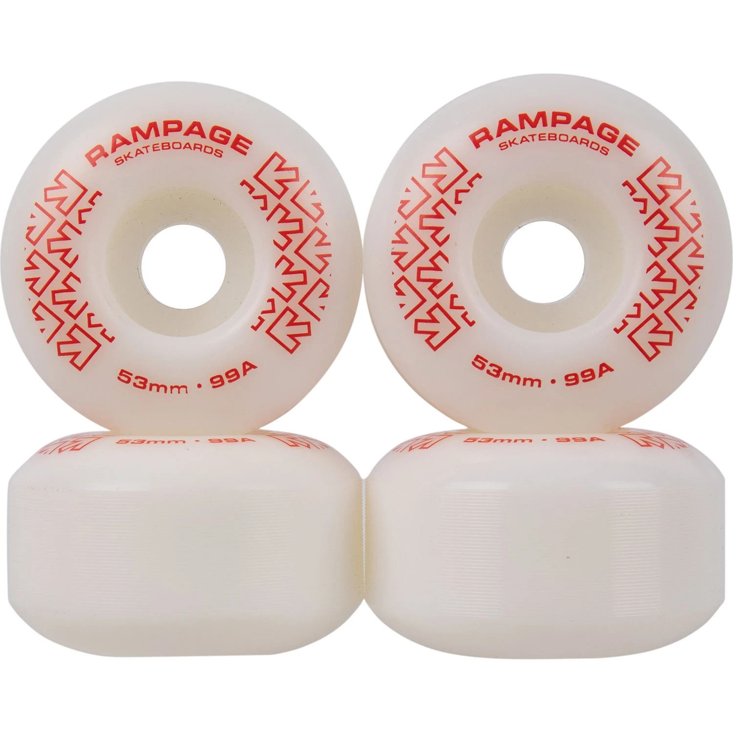 Rampage 99A 53mm Skateboard Wheels - White/Red 3 Rampage 99A 53mm Skateboard Wheels - White/Red