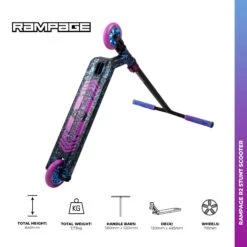 Rampage R2 Stunt Scooter - Ano Splat Blue -Online Sports Store RAM 2021 L2 SCO ASB 9 0114
