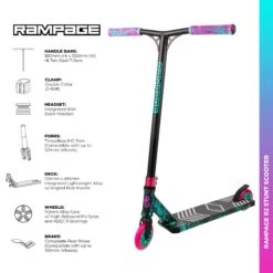Rampage R2 Stunt Scooter - Ano Splat Teal -Online Sports Store RAM 2021 L2 SCO AST 11 b182