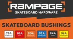 Rampage Skateboard Bushings - White 78A (Supersoft) -Online Sports Store Rampage Bushing Durometer Guide 38a9