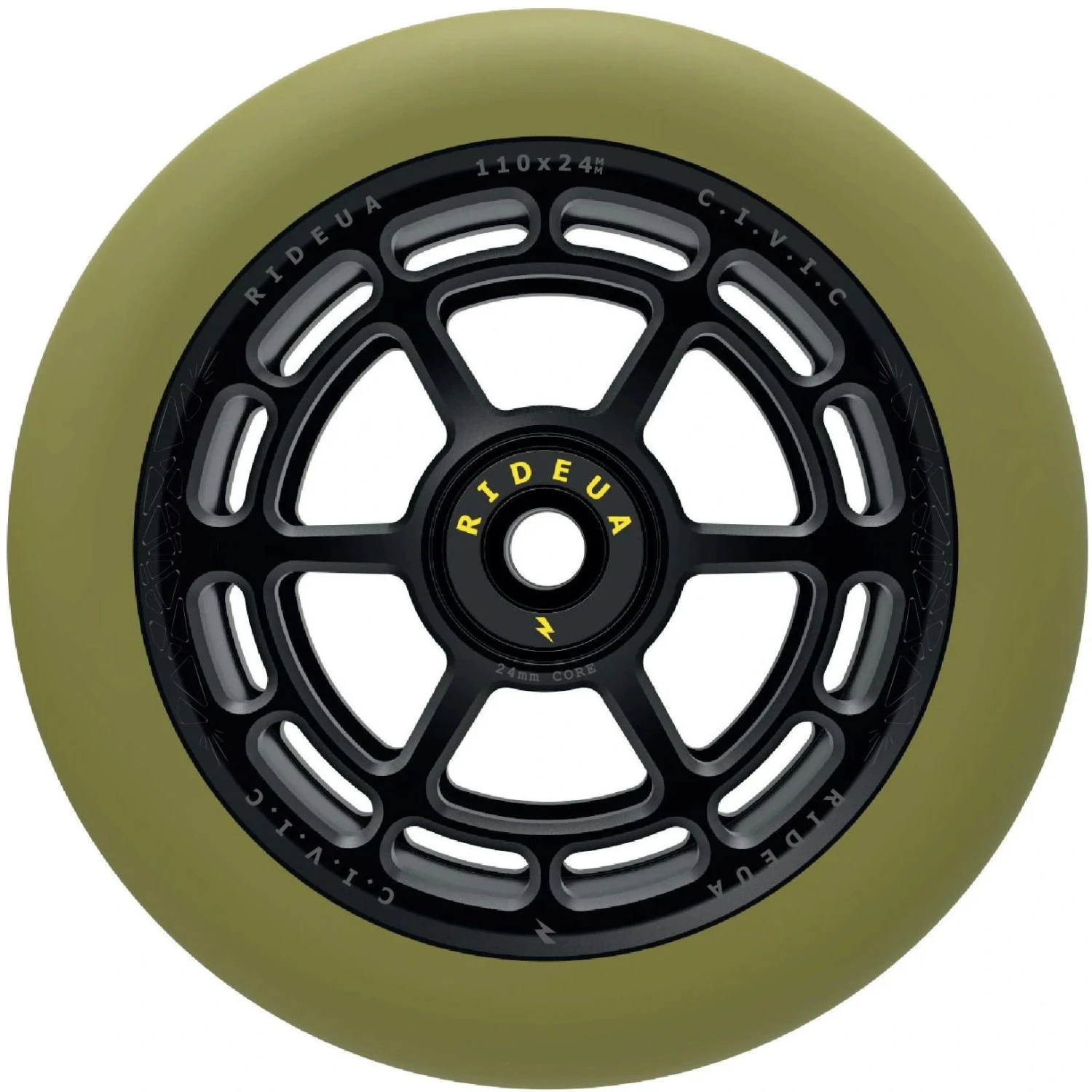 UrbanArtt Civic Scooter Wheels 110mm (Pair) - Army Green/Black 4 UrbanArtt Civic Scooter Wheels 110mm (Pair) - Army Green/Black - Image 2