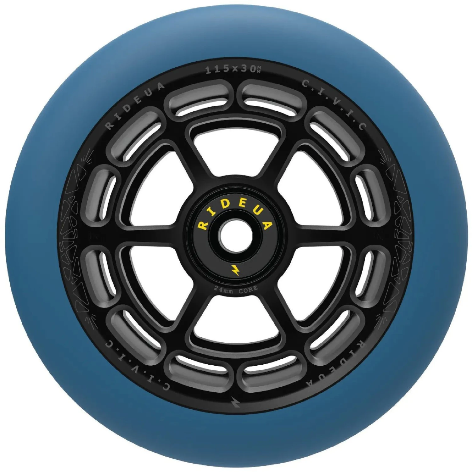 UrbanArtt Civic 115mm X 30mm Scooter Wheels (Pair) - Black/Arctic Blue 4 UrbanArtt Civic 115mm X 30mm Scooter Wheels (Pair) - Black/Arctic Blue - Image 2