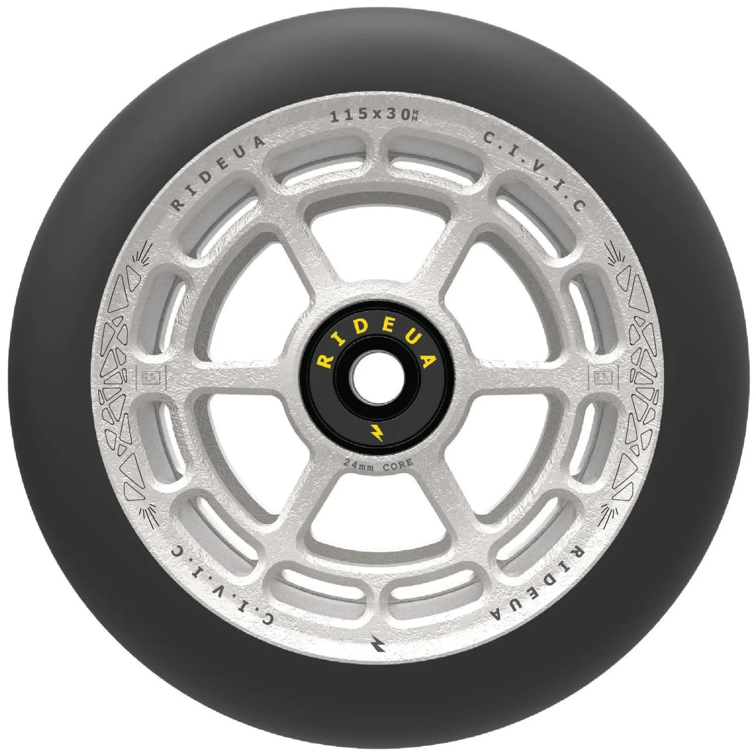 UrbanArtt Civic 115mm X 30mm Scooter Wheels (Pair) - Stone/Black 4 UrbanArtt Civic 115mm X 30mm Scooter Wheels (Pair) - Stone/Black - Image 2
