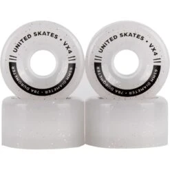 United Skates VX4 Elite 65mm X 36mm 78A Quad Roller Skate Wheels - Clear Glitter