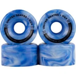 United Skates VX4 Elite 65mm X 36mm 78A Quad Roller Skate Wheels - Marble Blue/White