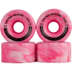 United Skates VX4 Elite 65mm X 36mm 78A Quad Roller Skate Wheels - Marble Pink/White