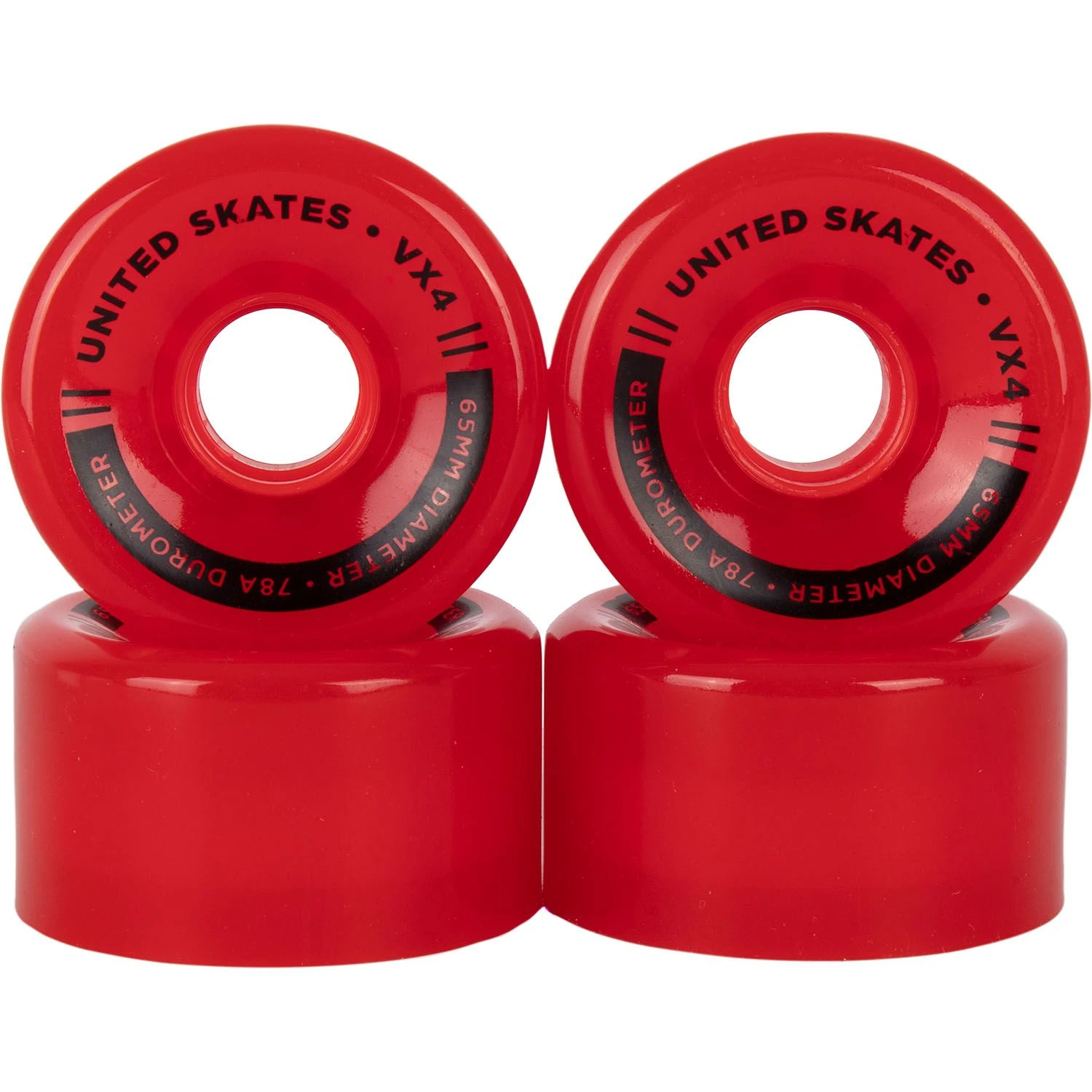 United Skates VX4 Elite 65mm X 36mm 78A Quad Roller Skate Wheels - Red Translucent 3 United Skates VX4 Elite 65mm X 36mm 78A Quad Roller Skate Wheels - Red Translucent