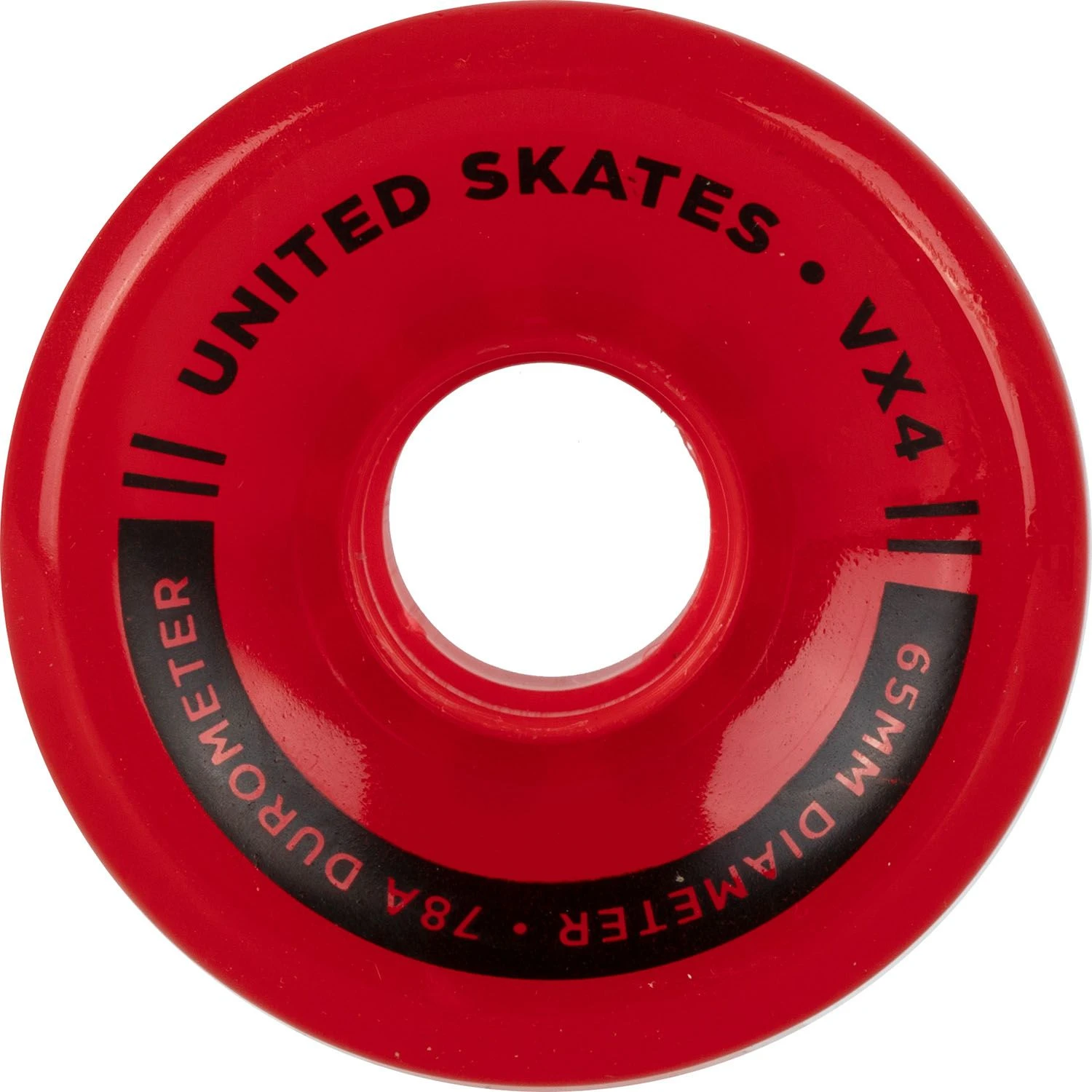 United Skates VX4 Elite 65mm X 36mm 78A Quad Roller Skate Wheels - Red Translucent 4 United Skates VX4 Elite 65mm X 36mm 78A Quad Roller Skate Wheels - Red Translucent - Image 2