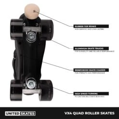 United Skates VX4 Elite Quad Roller Skates - Smoke -Online Sports Store USK 622 VX4 QSK COM BLT S09 0927
