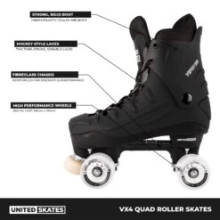 United Skates VX4 Elite Quad Roller Skates - Clear Glitter -Online Sports Store USK 622 VX4 QSK COM CLR S08 a1d0 1