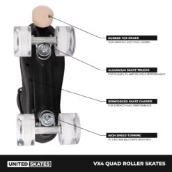 United Skates VX4 Elite Quad Roller Skates - Translucent -Online Sports Store USK 622 VX4 QSK COM CLR S09 afbc