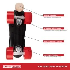 United Skates VX4 Elite Quad Roller Skates - Red Translucent -Online Sports Store USK 622 VX4 QSK COM RTR S09 b00b 1