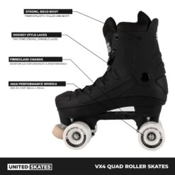 United Skates VX4 Elite Quad Roller Skates - White -Online Sports Store USK 622 VX4 QSK COM WHT S08 46e9