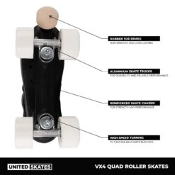 United Skates VX4 Elite Quad Roller Skates - White -Online Sports Store USK 622 VX4 QSK COM WHT S09 f20c